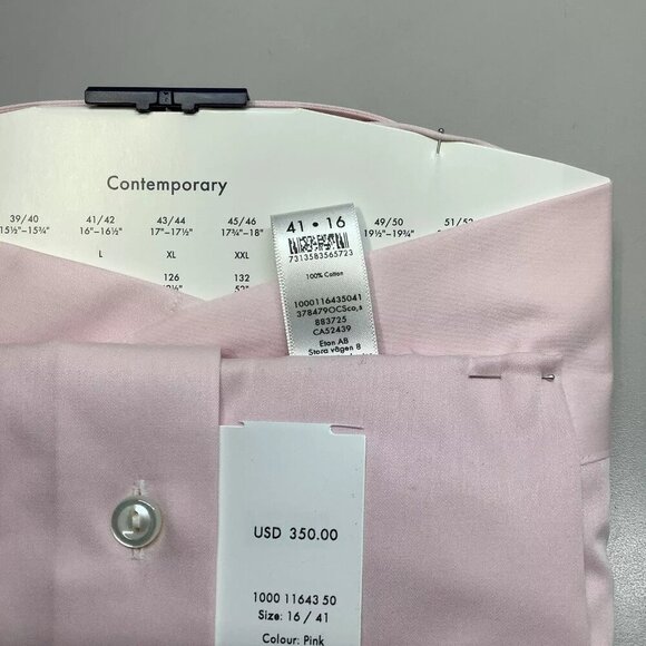 NEW ETON Signature Twill Shirt Contemporary Cotton Long Sleeve Size 16/41 Pink - Picture 8 of 8